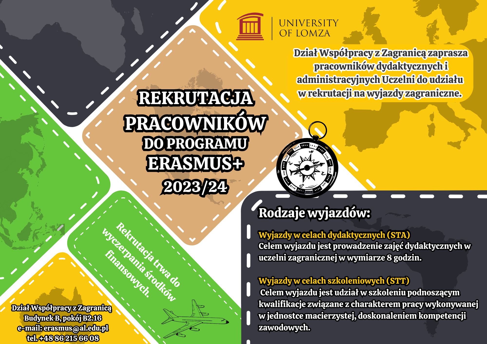 plakat promujący wyjazdy zagraniczne wśród pracowników w ramach Program Erasmus+