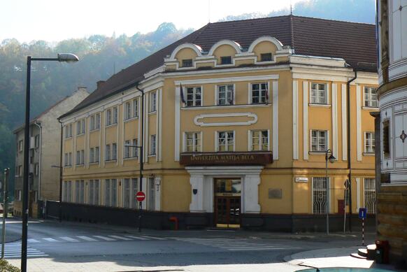 Zdjęcie żółtego budynku widzianego z drugiej strony ulicy