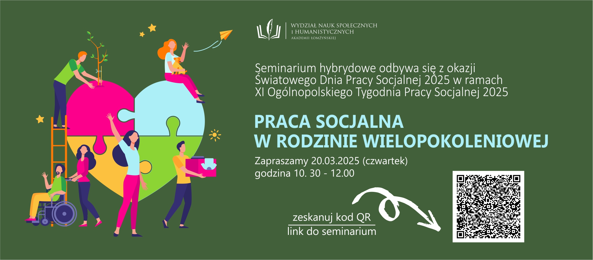 Praca Socjalna w rodzinie wielopokoleniowej. 20 marca 2025 roku (czwartek) w godzinach 10:30–12:00