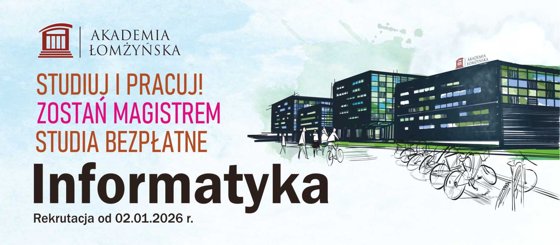 Studiuj i pracuj, zostań magistrem, studia bezpłatne, Informatyka II stopnia, Rekrutacja od 02.01.2026 r.