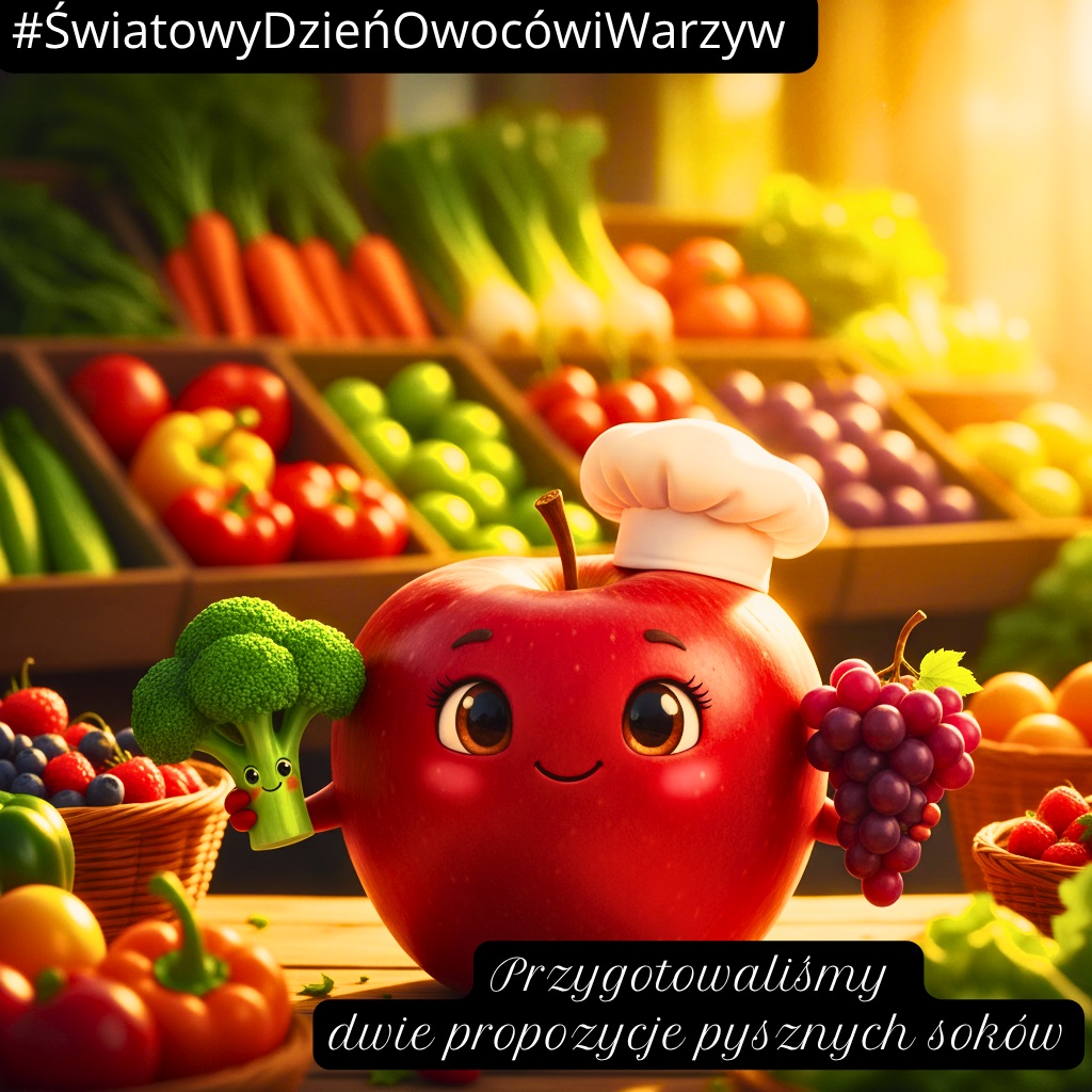 Zdjęcie przedstawia warzywa i owoce