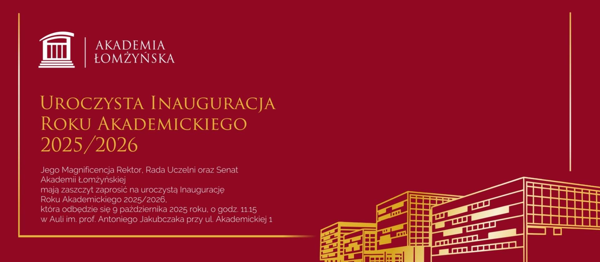 Zdjęcie przedstawia tekst z zaproszeniem na inaugurację roku akademickiego 2025/2026